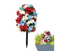 Árbol de hortensias artificial, planta de decoración de porche patriótico artificial, arbustos de flores de imitación de jardín para caminos de interior, patio trasero, entrada, boda, fiesta