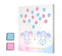 Árbol de huellas dactilares para fiesta de revelación de género, Baby Shower con tema de elefante, libro de visitas con huellas dactilares para revelación de género, ideas para fiestas de Baby Shower
