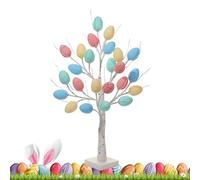 Árbol de huevo de Pascua, centro de mesa con luz LED, árbol de Pascua de 23.6 pulgadas, alimentado por batería y USB, para sala de estar, hogar, chimenea, chimenea