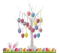 Árbol de huevo para Pascua, decoración de ramas flexibles LED, batería de 23.6 pulgadas y centro de mesa de huevo de Pascua alimentado por USB, para escritorio, sala de estar, hogar, día festivo, San