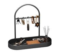 Árbol de joyería moderno, exhibición de almacenamiento compacta, soporte para llaves con brazos colgantes, soporte multicapa, accesorios de tocador con fácil acceso, organizador de regalo para novia