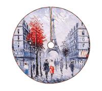 Árbol de la ciudad de París Torre Eiffel Art - Falda para árbol de Navidad, 76/91/122 cm, cubierta de base de árbol de Navidad, decoración navideña para interiores y exteriores