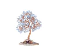 Árbol de la fortuna con piedra triturada de cristal Natural, Base de ágata, árbol de cristal tejido a mano, adorno de árbol de la vida, 1 ud.(Aquamarine)