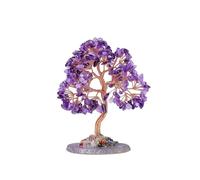 Árbol de la fortuna con piedra triturada de cristal Natural, Base de ágata, árbol de cristal tejido a mano, adorno de árbol de la vida, 1 ud.(Amethyst)