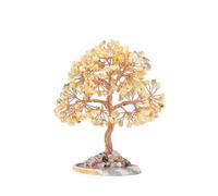 Árbol de la fortuna con piedra triturada de cristal Natural, Base de ágata, árbol de cristal tejido a mano, adorno de árbol de la vida, 1 ud.(Citrine)