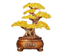 Árbol de la suerte Árbol de piedras preciosas Feng Shui Bonsái Buena suerte Cristales Reiki Adorno equilibrio Escultura Riqueza Prosperidad Decoración mesa for habitación Bonsái de cristal(Yellow)