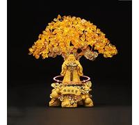 Árbol de la suerte Feng Shui-árbol del dinero de citrino, figura la suerte, adorno árbol bonsái cristal, decoración for riqueza, Año Nuevo, Festival Primavera, hogar, dorado Bonsái de cristal(Pequeño)