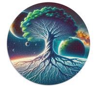 Árbol de la Vida 1000 Piezas Rompecabezas Redondo Adultos para Niños Circular Puzzle Niños Toda La Familia Habilidad para Toda La Familia Desafiante 1000pcs (67.5x67.5cm)