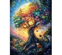 Árbol de la Vida a la luz de la Luna Puzzles 500 Piezas Estera Portátil Animal-Planta fantástico Rompecabezas para Adultos Desafío Intelectual Aliviar Estrés Decoración Hogar 3D 500 PCS