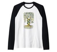 Árbol de la vida ADN Yggdrasil Ancestry Roots Código genético Camiseta Manga Raglan