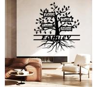 Árbol de la Vida, Adorno de Pared de Metal, árbol genealógico, decoración inspiradora, decoración Motivacional, decoración para Sala de Estar y Dormitorio (Negro, 92 x 10