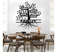 Árbol de la Vida, Adorno de Pared de Metal, árbol genealógico, decoración inspiradora, decoración Motivacional, decoración para Sala de Estar y Dormitorio (Negro, 100 x 1