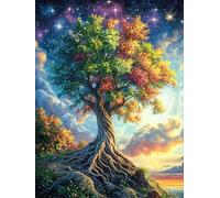 Árbol de la Vida al Atardecer Puzzle 300 Piezas Educativo 3D Familiar Premium Hada Tale Oil Painting Dream Rompecabezas para Familia Desafío Intelectual DIY Creativo Decoración Hogar 300 PCS