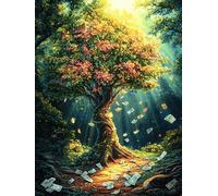 Árbol de la Vida al Atardecer Puzzle 300 Piezas Papel Adolescentes Cuentos de Hadas de Animales y Plantas Actividad Familiar Educativa Mejora Coordinación Ojo-Mano Fiestas Navideñas 300 PCS