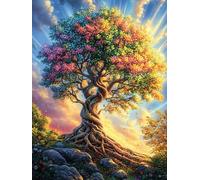 Árbol de la Vida al Atardecer Puzzles 300 Piezas Obra De Arte Abstracta Wild Animals Fantasy Hada Tale Rompecabezas para Adultos Decoración Hogar Moderno DIY Creativo Desafío 300 PCS