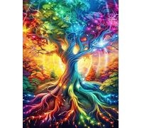 Árbol de la Vida arcoíris Puzzle 300 Piezas Papel Adolescentes Animales Salvajes con Flores Actividad Días Libres Actividad Mente Colección Rompecabezas Regalo Creativo 300 PCS