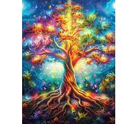 Árbol de la vida arcoíris Rompecabezas 1000 Piezas Cartón Para Niños Mayores 14 Años Animales salvajes con flores Entretenimiento Casa Terapia Relajación Ocio Doméstico Detalle Único Original 1000 PCS