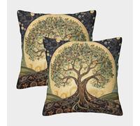 Árbol de la Vida, Art Nouveau Juego De Funda De Almohada Cuadrada para Sofá Dormitorio Coche 50x50cm 2 Paquetes