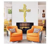 Árbol de la Vida, Arte de Metal 3D, decoración de Pared Grande, Cruz de Jesús, decoración de Ramas, Cruces cristianas para Sala de Estar, Oficina, Iglesia (Dorado, 175 x 115 cm)