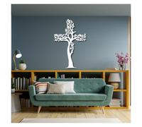 Árbol de la Vida, Arte de Metal 3D, decoración de Pared Grande, Cruz de Jesús, decoración de Ramas, Cruces cristianas para Sala de Estar, Oficina, Iglesia (Blanco, 105 x 69 cm)