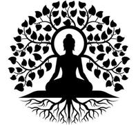 Árbol de la vida, arte de pared de metal con Buda, mandala de Buda negro, meditación, yoga, altar, Buda, decoración zen para interiores y exteriores, árbol de la vida, letrero colgante en 3D para ja