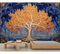 Árbol de la Vida Celestial y Murales Futuristas de Ciudad, Decoración Mágica de Ciencia Ficción, Perfecto para Oficina en Casa y Pared de Accents de Fantasía 250x195cm (No es autoadhesivo)
