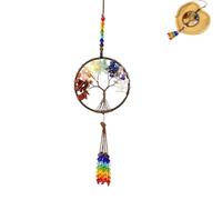 Árbol de la Vida Colgante para Coche con Piedras Chakra,Adorno para Colgar en el Coche,Adorno para Espejo Retrovisor,Amuleto de Buena Suerte y Decoración Feng Shui para Auto