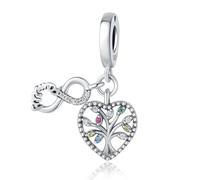 Árbol de la vida con colgante con símbolo del infinito, accesorio de pulsera con dije de plata esterlina 925, compatible con collar de pulsera Pandora