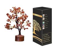 Árbol de la Vida de Chakras de Cornalina WC - Cristal para Energía Positiva, Piedras Preciosas Hechas a Mano, Cristales Curativos Naranja de Buena Suerte para Chakra Sacro, Regalo
