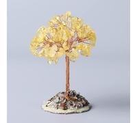 Árbol de la vida de cristal con bloque de ágata, bonsái, de cuarzo, árbol de la suerte, decoración de Navidad, color amarillo, 1 unidad