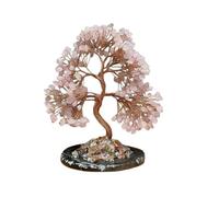 Árbol de la vida de cristal de siete chakras, piedra preciosa de cristal Feng Shui positivo, decoración del hogar, regalo for familiares y amigos(Rose quartz)