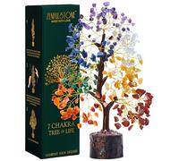 Árbol de la vida de los 7 chakras con cristal curativo para decoración del hogar, decoración de escritorio de oficina, bonsái de Feng Shui hecho a mano para energía positiva, riqueza y buena suerte
