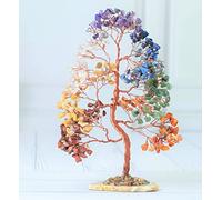 Árbol de la Vida de los 7 Chakras, sabiduría Base de ágata geoda, árbol de Cristal Hecho a Mano para Creatividad, Piedra curativa de los Siete Chakras,