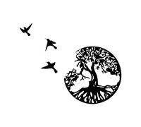 Árbol de la Vida de Metal con Pájaros Volando hacia el Cielo, Arte de Pared de Árbol de la Vida,Placa de Pared de Metal, Decoración Colgante de Árbol de la Vida para el Hogar Dormitorio Oficina