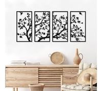 Árbol de la vida de metal de 4 paneles, decoración de arte de la pared del árbol de metal para el hogar, dormitorio, jardín, decoración de pared9,8"en x 19,7"in/ 25 x 50 cm