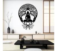 Árbol de la Vida de Metal Negro para Pared, Decoración de Arte Budista de Metal para Meditación, Escultura Moderna de Árbol para Sala de Estar, Dormitorio, Pasillo y Decoración del Hogar (Ne