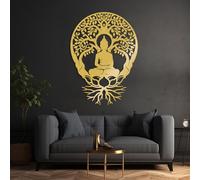 Árbol de la Vida de Metal Negro para Pared, Decoración de Arte Budista de Metal para Meditación, Escultura Moderna de Árbol para Sala de Estar, Dormitorio, Pasillo y Decoración del Hogar (Or
