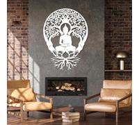 Árbol de la Vida de Metal Negro para Pared, Decoración de Arte Budista de Metal para Meditación, Escultura Moderna de Árbol para Sala de Estar, Dormitorio, Pasillo y Decoración del Hogar (Bl