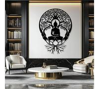 Árbol de la Vida de Metal Negro para Pared, Decoración de Arte Budista de Metal para Meditación, Escultura Moderna para Sala de Estar, Dormitorio, Pasillo y Decoración del Hogar (Negro 43" x