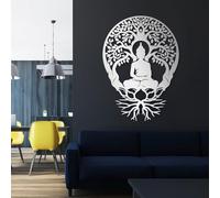 Árbol de la Vida de Metal Negro para Pared, Decoración de Arte Budista de Metal para Meditación, Escultura Moderna de Árbol para Sala de Estar, Dormitorio, Pasillo y Decoración del Hogar (Pl