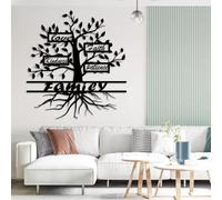 Árbol de la Vida de Metal para Pared, Adorno de árbol genealógico, decoración inspiradora, decoración Motivacional, decoración para Sala de Estar y Dormitorio (Negro, 55