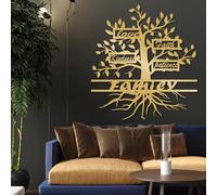 Árbol de la Vida de Metal para Pared, Adorno de árbol genealógico, decoración inspiradora, decoración Motivacional, decoración para Sala de Estar y Dormitorio (Dorado, 55