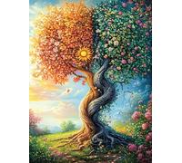 Árbol de la Vida de otoño Puzzle 1000 Piezas Cartón Grueso para Adultos Cuentos de Hadas de Animales Salvajes fantásticos Diversión Grupal Entrenamiento Cerebral Regalo Navideño Regalo