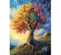 Árbol de la Vida de otoño Rompecabezas 1000 Piezas Cartón Grueso Para Parejas Cuentos de hadas de animales salvajes fantásticos Desarrollo Habilidades Pieza Decorativa Casa Pack Completo Regalo Cumple