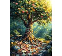Árbol de la Vida del Bosque Puzzle 1000 Piezas Obra De Arte Premium Pintura al óleo fantástica de Animales Salvajes Rompecabezas Familiar para Adultos Aliviar Estrés Decoración Hogar Moderno 1000 PCS