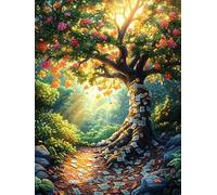 Árbol de la Vida en el Bosque Puzzle 300 Piezas Maquetas Construir 3D Detalladas Hada Tale Oil Painting Dream Rompecabezas Educativo para Familia Aliviar Estrés Estera Portátil Moderno 300 PCS