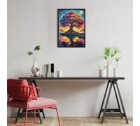 Árbol de la Vida en Reflejo Puzzles 300 Piezas Portátil 3D Compacto Flores de Animales Salvajes Rompecabezas Familiar para Toda La Familia Maquetas Educativas Construir Aliviar Estrés 300 PCS