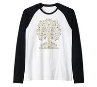 Árbol de la Vida Espiritual Naturaleza Amante Animales Flores Yoga Camiseta Manga Raglan
