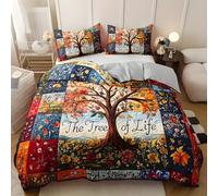 áRbol De La Vida Funda Nórdica Estilo ArtíStico Juego de Cama de 3 Piezas Microfibra Juego de Funda de Edredon 200x220cm y 2 Fundas de Almohada 50x75cm, con Cremallera F2278