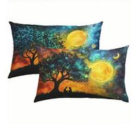 Árbol de la Vida Fundas Cojines 40x80 Terciopelo Juego de 2, Funda Cojin Abstracto Súper Suaves y Cómodas, Funda de Almohada con Cremallera Oculta, Durable Fácil Cuidado, para Sofá, Cama, Silla S6-200
